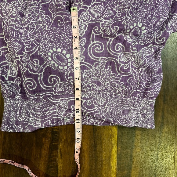 Free People Purple Floral Boho Funky Crossover Waist Wide Leg Pants - Picture 13 of 15